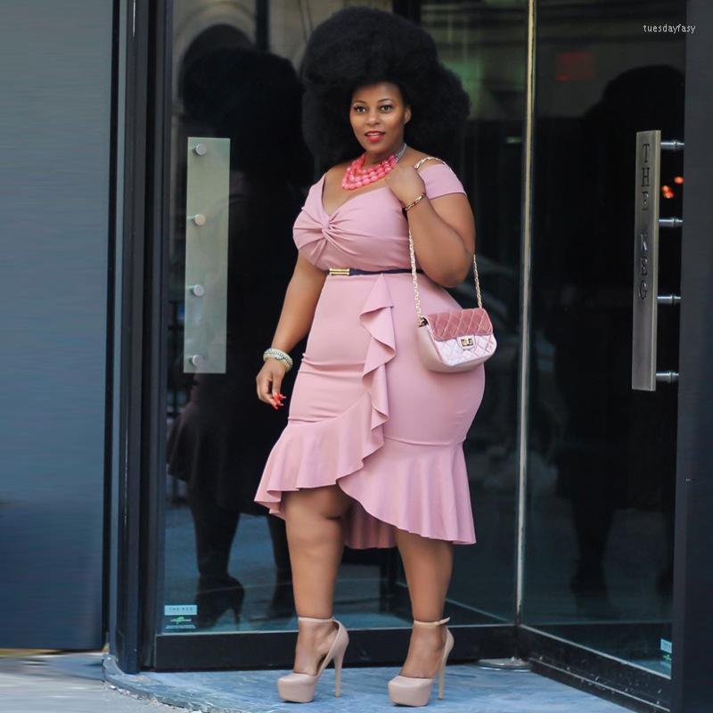 

Plus Size Dresses Women's Dress Autumn/Winter 2022 One Shoulder Lotus Leaf Hem Sexy Deep V Party Evening Slim, Black