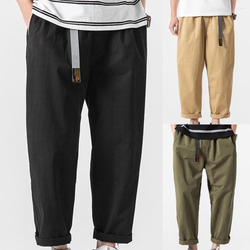 

Men's Pants Simple Jogger All-matched Harem Elastic Waist Comfortable Solid Color Belt, Army green