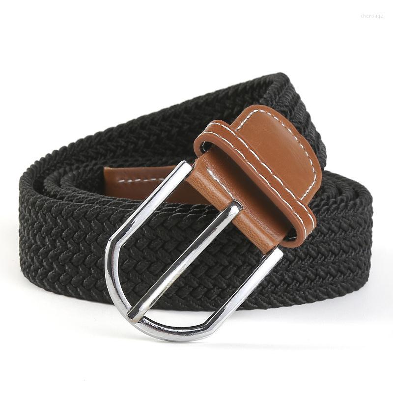 

Belts 2022 Mini Women Belt Versatile Jeans No Need Punch Canvas Knitting Elastic Student Decorative Pin Buckle Many Elements, Black