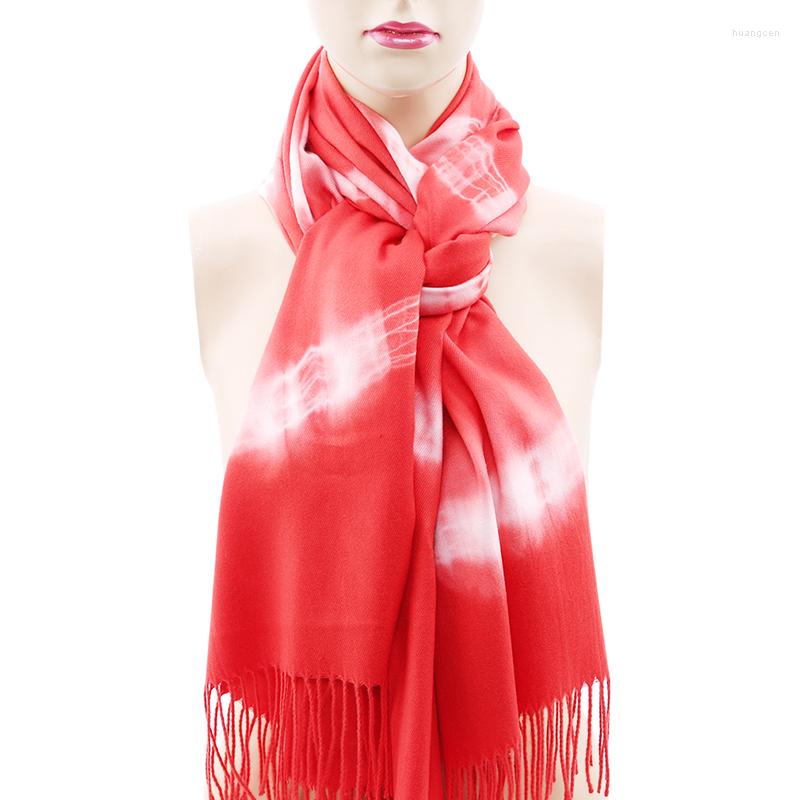 

Scarves 2022 Women Soft Thick Warm Cashmere Spring Gradient Print Scarf Hem Tassel Pretty Hijab