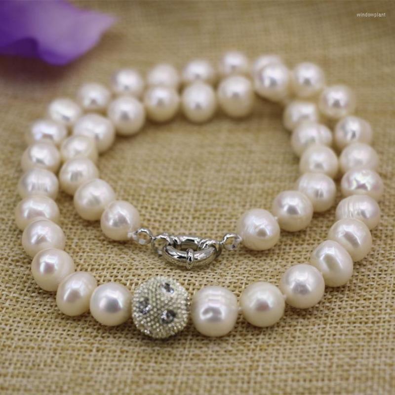 

Choker Fashion White Natural Freshwater Cultured Pearl Thread Beads 10-11mm Chain Necklace For Women Bride Diy Jewelry 18inch B3132