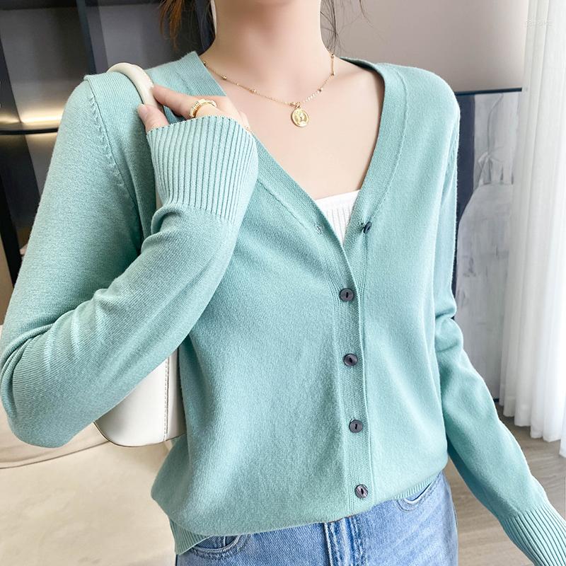 

Women' Knits Women Sweater Cardigans Spring Solid Cashmere Coat V-Neck Casual, White