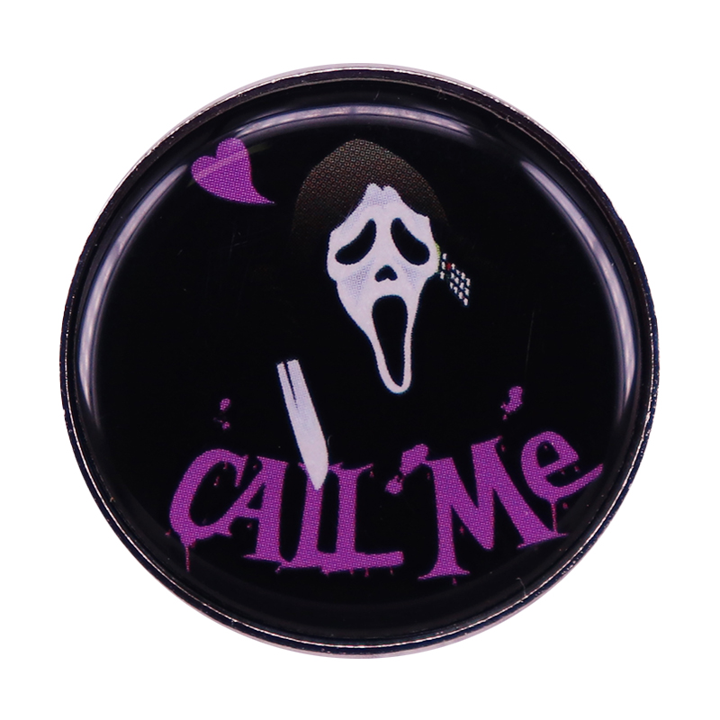 

Scream Ghost Face Enamel Pin Call Me Brooch Horror Movie Badge Cute Anime Movies Games Hard Enamel Pins Collect Metal Cartoon Brooch, As picture