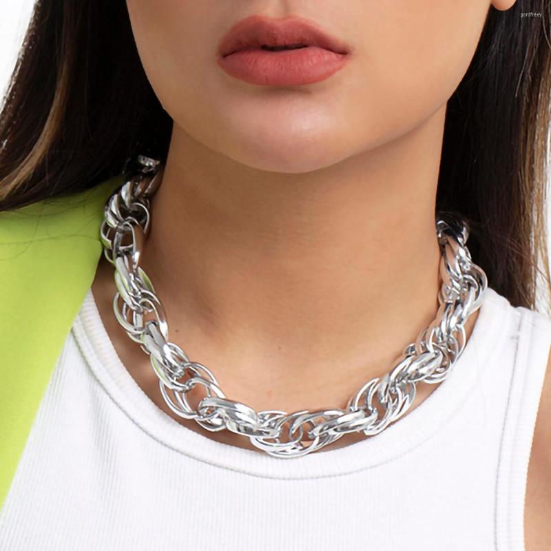 

Pendant Necklaces IngeSight.Z European And American Exaggerated Thick Twisted Chain Choker Necklace For Women Goth Vintage Heavy Metal