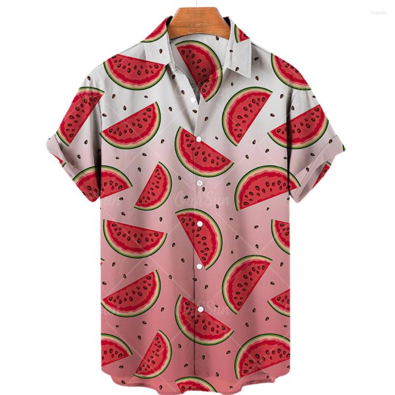 

Men' Casual Shirts Fruit Print Patchwork Fashion Hawaiian Men' Shirt Cool Lapel Short Sleeve Street Style Beach Summer 2022, Ofsy-04002