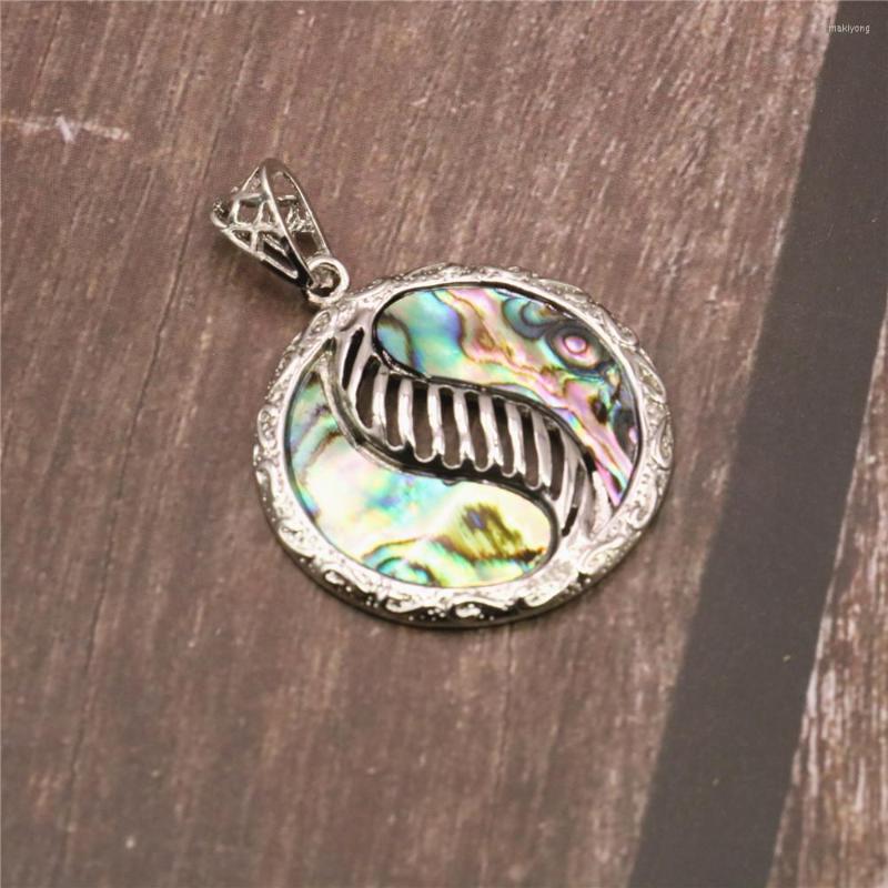 

Pendant Necklaces Natural Multicolor Abalone Shell Round Shape Hollow Fashion Jewelry Simple Accessories Exquisite Gift Y577