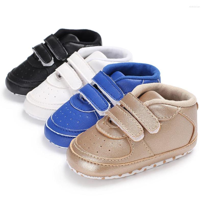 

First Walkers Baby Boy's Shoes Born Infant Toddler Solid Comfor Cotton Sole Anti-slip PU Leather Crawl Crib Moccasins, Black