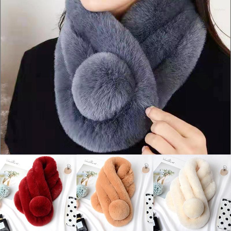 

Scarves Winter Warm Scarf Female Faux Fur Neckerchief Plush Thick Solid Imitation Neck Collar Fashion