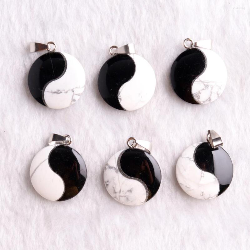 

Pendant Necklaces 6PCS Traditional Chinese Bagua Tai Chi Necklace Natural Stone Turquoises Oynx Jewelry Pendulum Amulet 25 25mm