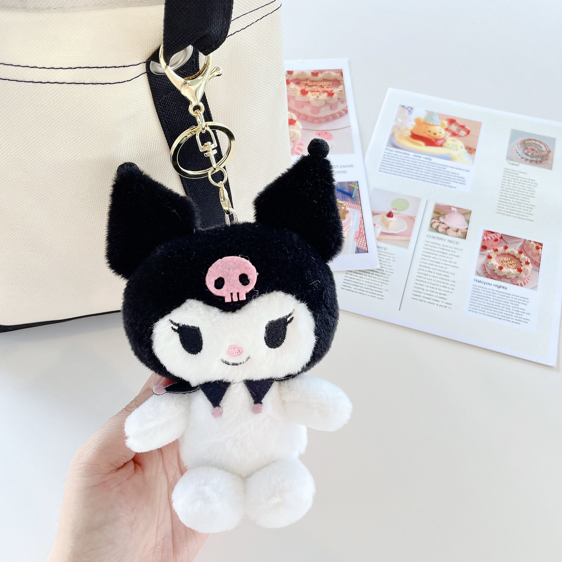 

Cartoon Cute Dog Cat Plush Pendant Jewelry Keychain Backpack Ornament key Ring About 12cm, Mix 6 styles /65g
