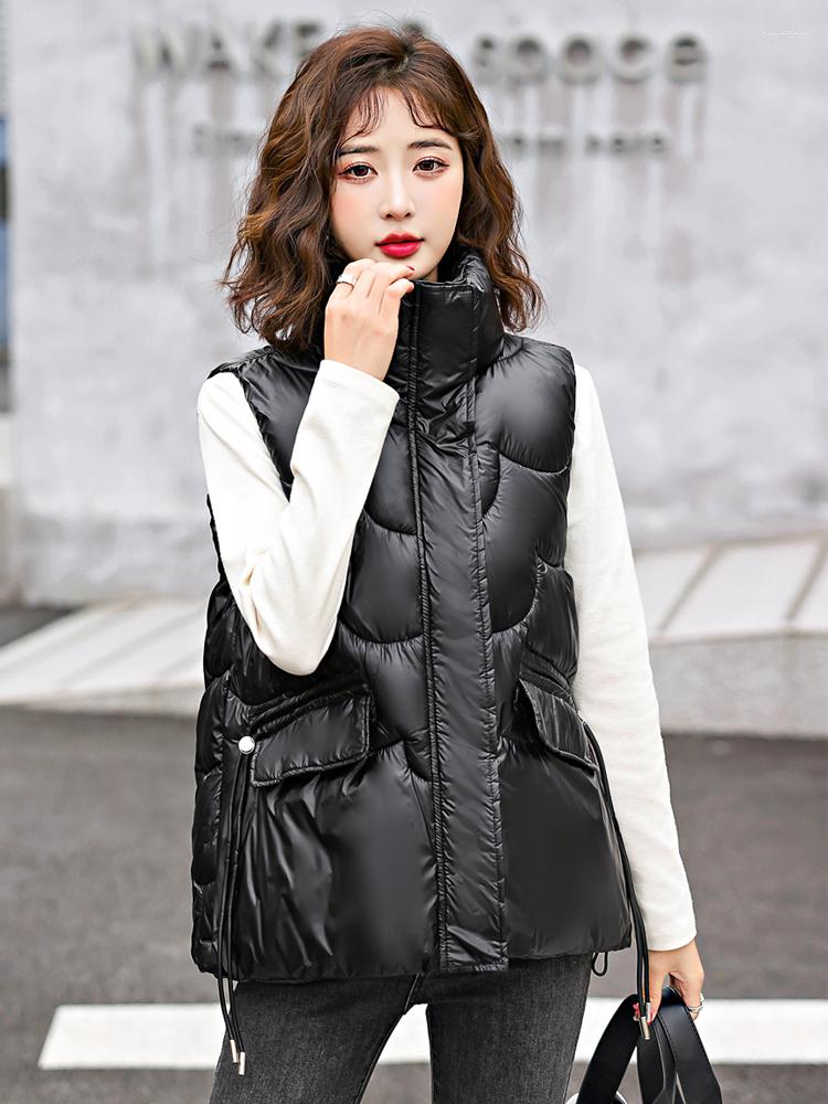 

Women's Vests Women Padded Vest Winter Autumn Sleeevless Jacket Solid Female Warm Thicken Black White, Beige