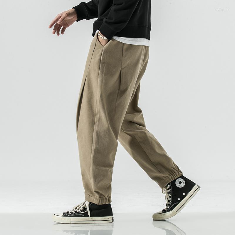 

Men's Pants Autumn Casual Straight Male Chinese Style Retro Plus Size Trousers Japanese Harajuku Loose Baggy Men Clothing, Black