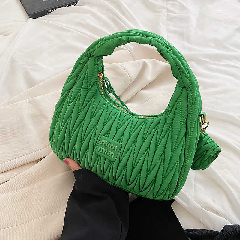 

Shoulder Bags Designer Fashion MM Handbags Wrist Women's New Style Embroidered Thread Underarm Wrinkled Handbag WS75 Young Chic Satin Simple Pleated, White