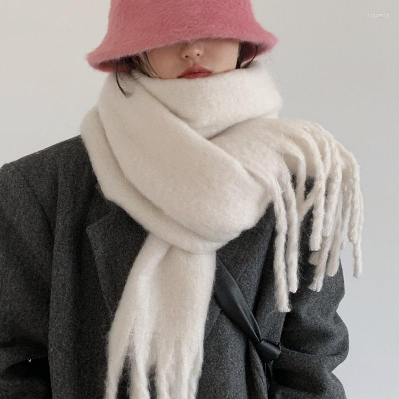 

Scarves Fashion Luxury Simple Solid Color Thick Fringe Scarf Winter Men And Women 230cm Thickening Warm Large Shawl