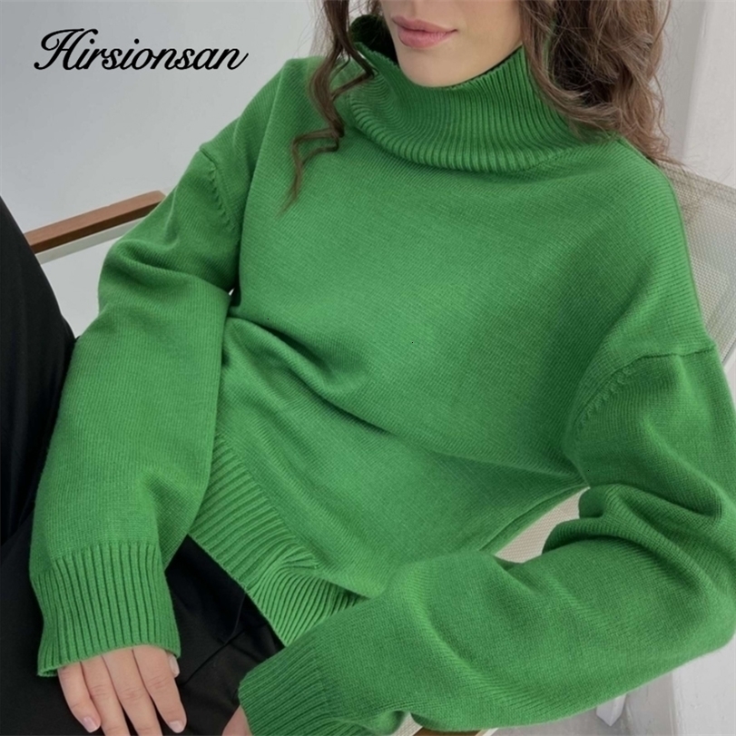 

Womens Sweaters Hirsionsan Chic Turtle Neck Autumn Winter Sweater Women Soft Warm Basic Knitted Pullover 12 Colors Loose Casual Female Jumper 221113, Grey
