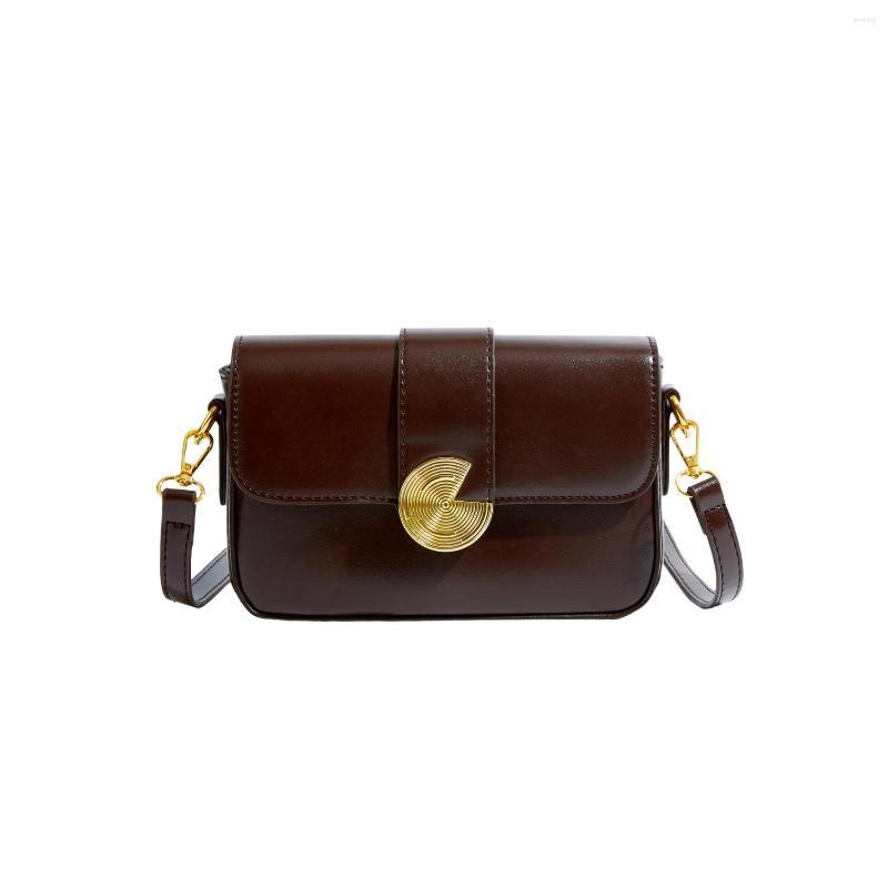 

Duffel Bags Maxdutti Fashion Single Shoulder Bag French Vintage Gold Buttons Pu Leather Casual Square Women, Beige