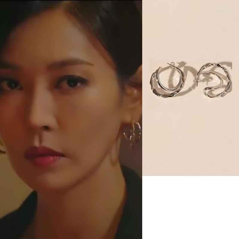 

Stud Earrings Korean Drama Penthouse Same Style 2022 Fashion Japanese Exaggeration Double Ring High Quality Earnails