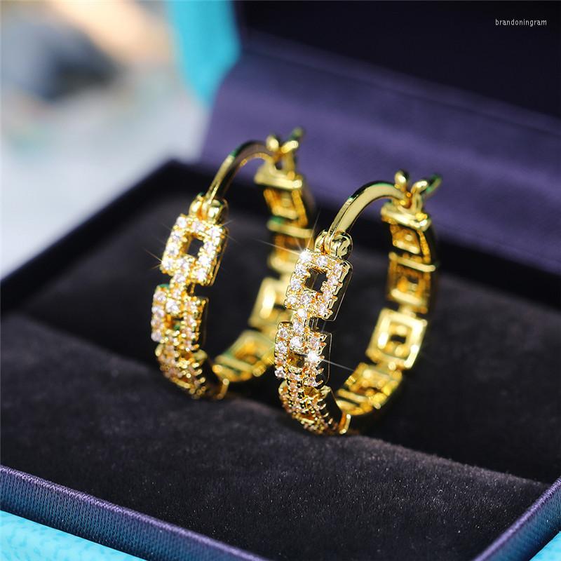 

Hoop Earrings CAOSHI Trendy Female Party With Link Design Dazzling CZ Fashionable Women Circle Ear Accessories Luxury Jewelry