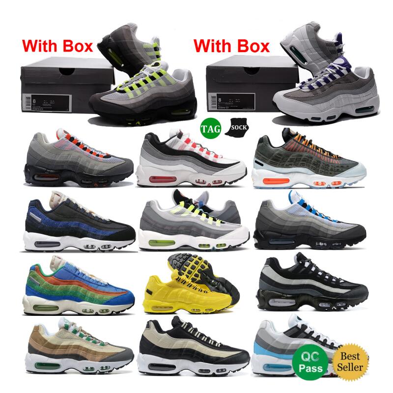 

95 Lions Running Shoes 95s With Box Reflective Safari Sketch Tour Yellow Koi Men Shoe Solar Red Earth Day Triple Black Earth Social Pure Platinum Matte Olive Neon, Color-15