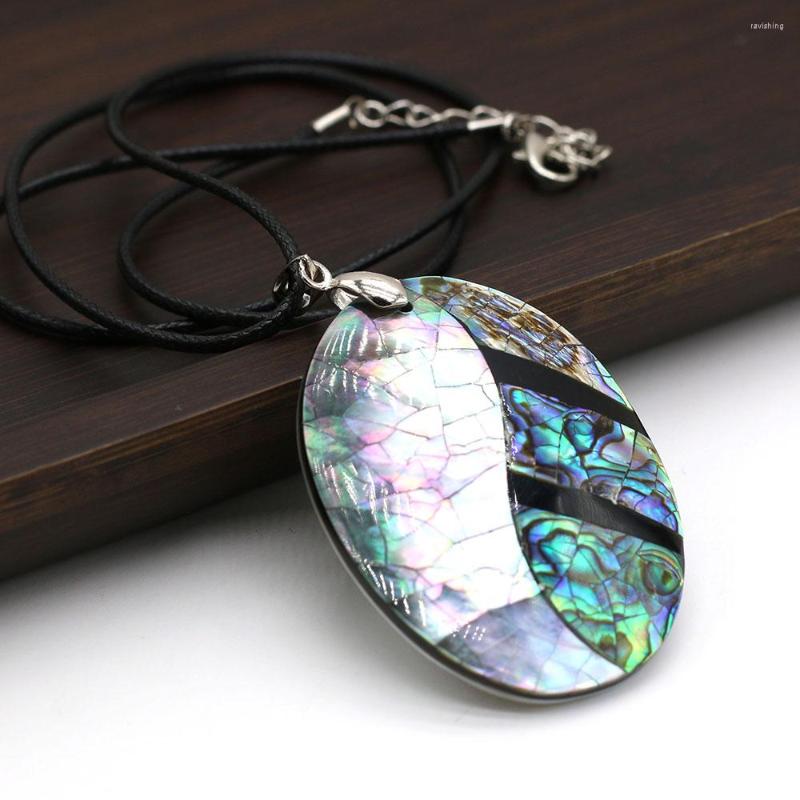 

Pendant Necklaces 5PCS Natural Abalone Shells Stitching Oval Necklace High Quality For Woman Jewelry Making DIY Accessories Ornament Gift