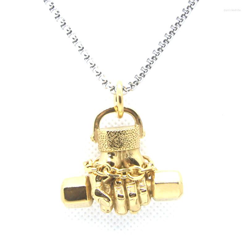 

Pendant Necklaces Support Dropship Fist Fitness 316L Stainless Steel Jewelry Cool Punk Band Party Men Boys