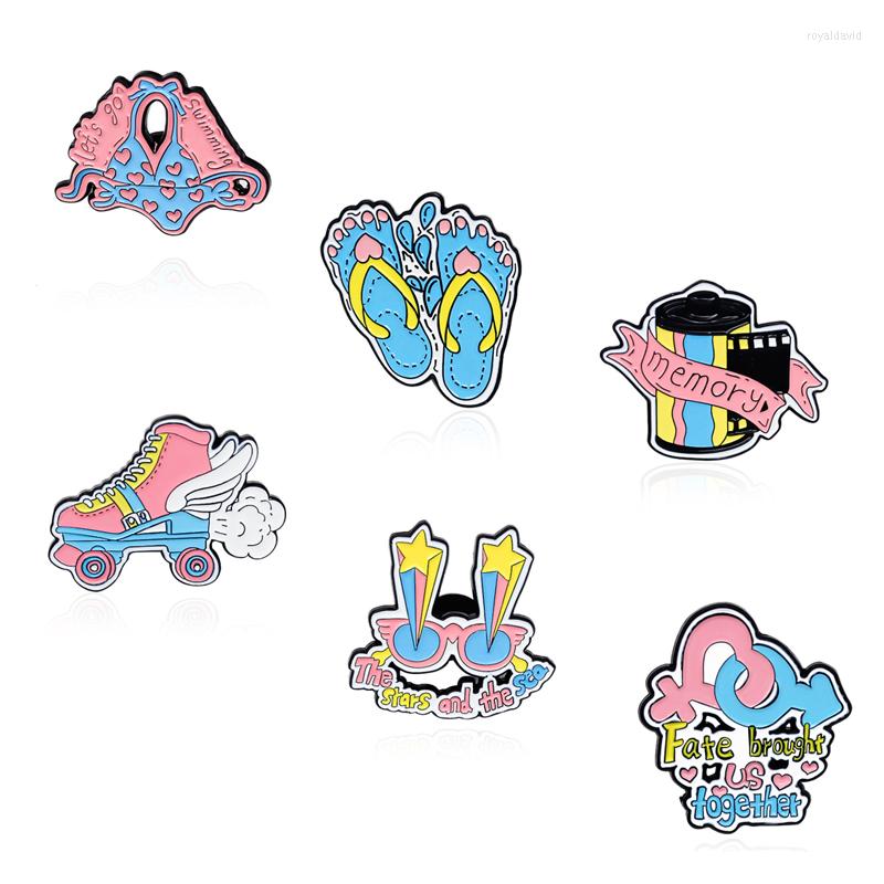 

Brooches Colorful Glasses Enamel Pins Memory Film Skate Shoes Bag Clothes Lapel Pin Flip-Flops Lover Badge Jewelry Gift