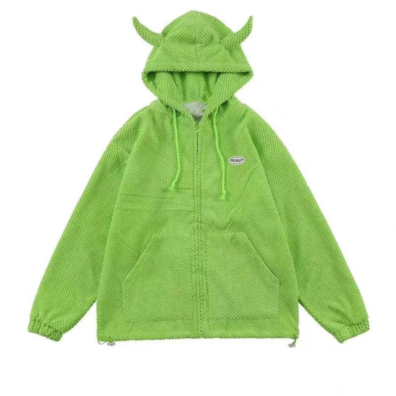 

Y2K mens sweatshirt designer loose cardigan zip hoodie gothic long sleeve hoodies oversize outerwear 3 colors, Rose