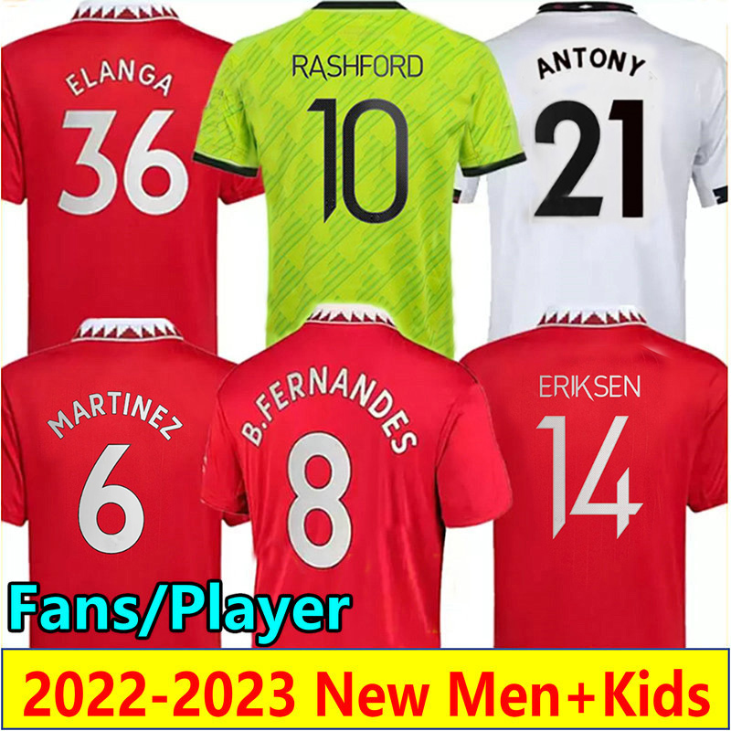 

MARTINEZ CASEMIRO 22 23 GARNACHO soccer jerseys Fans Player ANTONY ERIKSEN BRUNO FERNANDES MALACIA RASHFORD ELANGA SANCHO Football Shirt Women Men kit Kids Uniform, Fans 22-23 3rd
