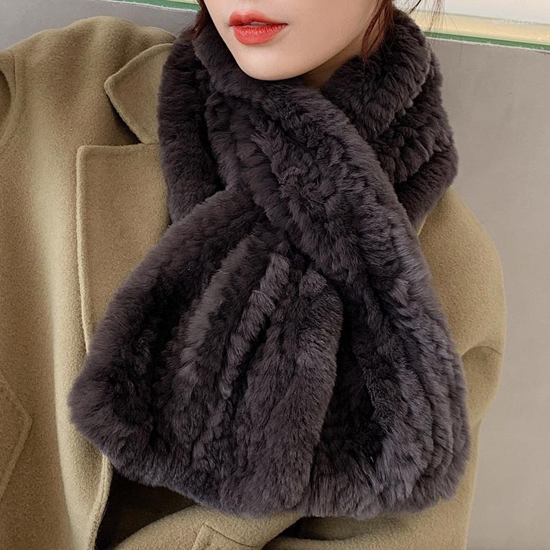 

Scarves Lantafe Fur Scarf Rex Women Real Hair Keep Warm Winter Thick Neck Colors Weaving Short Outdoor