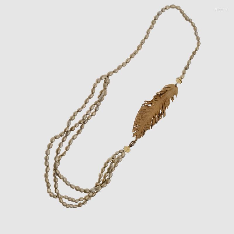 

Pendant Necklaces Amorita Boutique Minimalist Brown Leaf