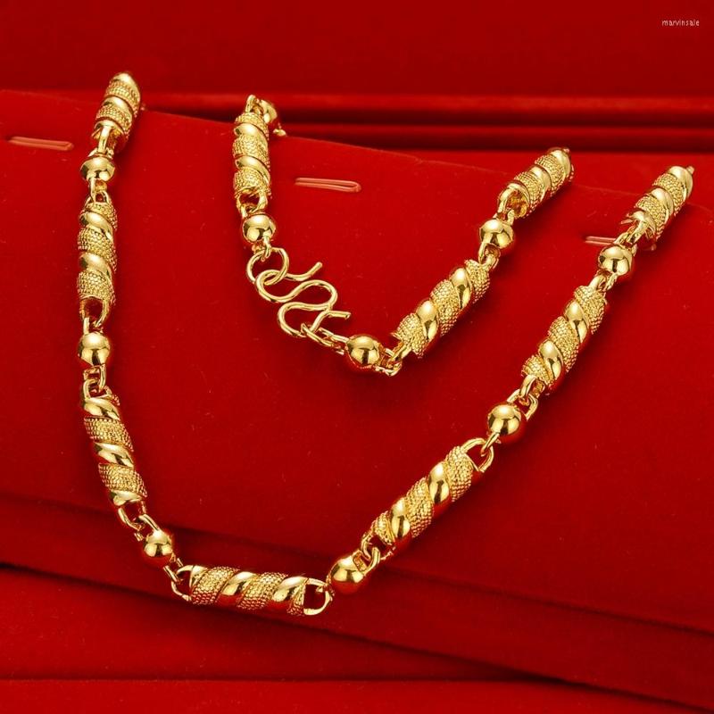 

Chains Cylinder Punky Men Necklace Collar Chain Yellow Gold Filled Fashion Male Jewelry Gift 60cm