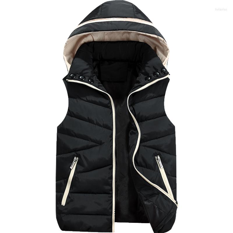 

Women' Vests Spring Autumn Vest Female Hooded Down Cotton Thicken Keep Warm Short Sleeveless Winter Jacket Women Waistcoat Outside Wear, Black