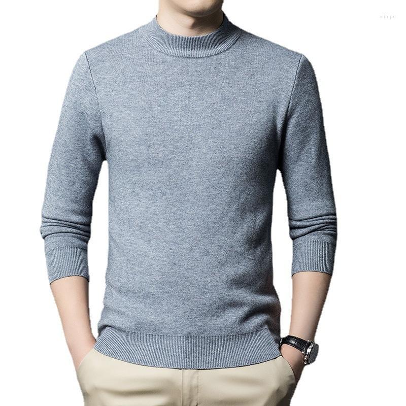

Men's Sweaters High Neck Sweater Warm Men's Half Turtleneck Solid Color Pullover Fashion Thickening Middle-aged Long-sleeved Top, Black