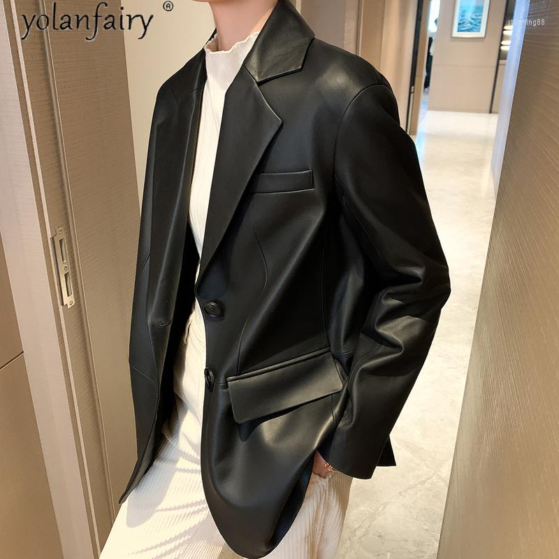 

Women's Leather Genuine Jacket Women Clothes 2022 Sheepskin Coat Korean Blazers Women's Jackets Spring Autumn KJ5205, Black