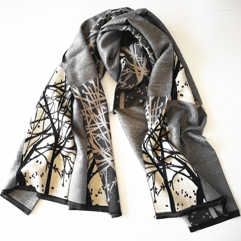 

Scarves LZJN Original 190 65CM Autumn Winter Fashion Cashmere Double-sided Two-color Long Tassel Scarf Neck Warmer Pashmina