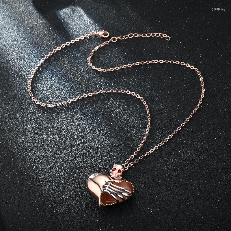 

Choker Heart Punk Women Skull Pendant Crystal Black Necklaces Jewelry