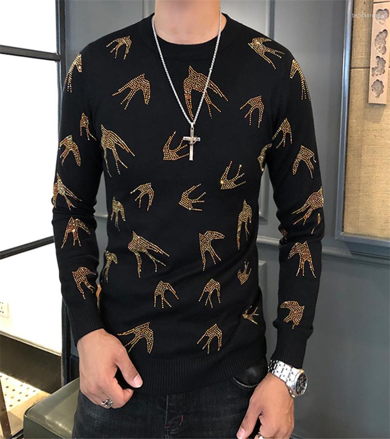 

Men's Sweaters Pattern Personalized Printing Winter Sweater Youth Warm British Style Men's Brand, As shown