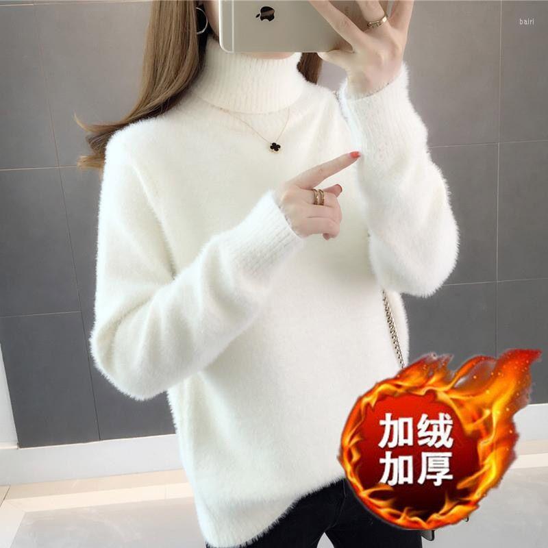

Women' Sweaters Woman Chandails Women' Turtleneck Sweater Loose Knitted, Black