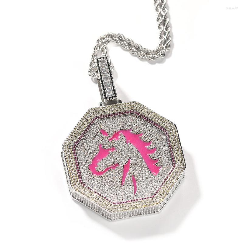 

Pendant Necklaces Chinese Zodiac Tiger Horse Iced Out Bling Necklace Mirco Pave Prong Setting Men Women Fashion Hip Hop Jewelry BP084