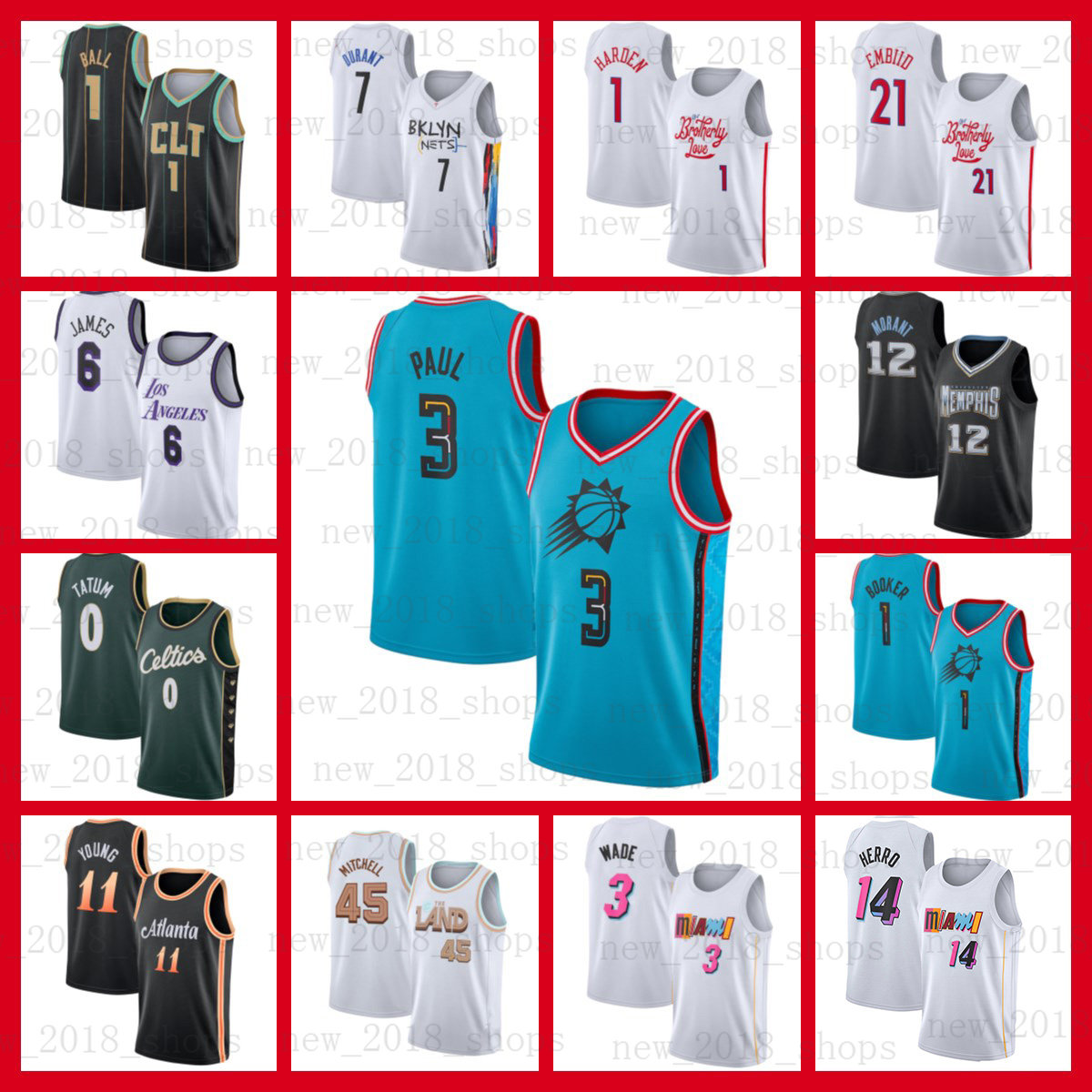 

Chris Paul Devin Booker Basketball Jersey Phoenixs Sun Milwaukees Buck Giannis Antetokounmpo Kevin Durant Joel Embiid Tyrese Maxey James Harden LeBron James, 2022 jersey