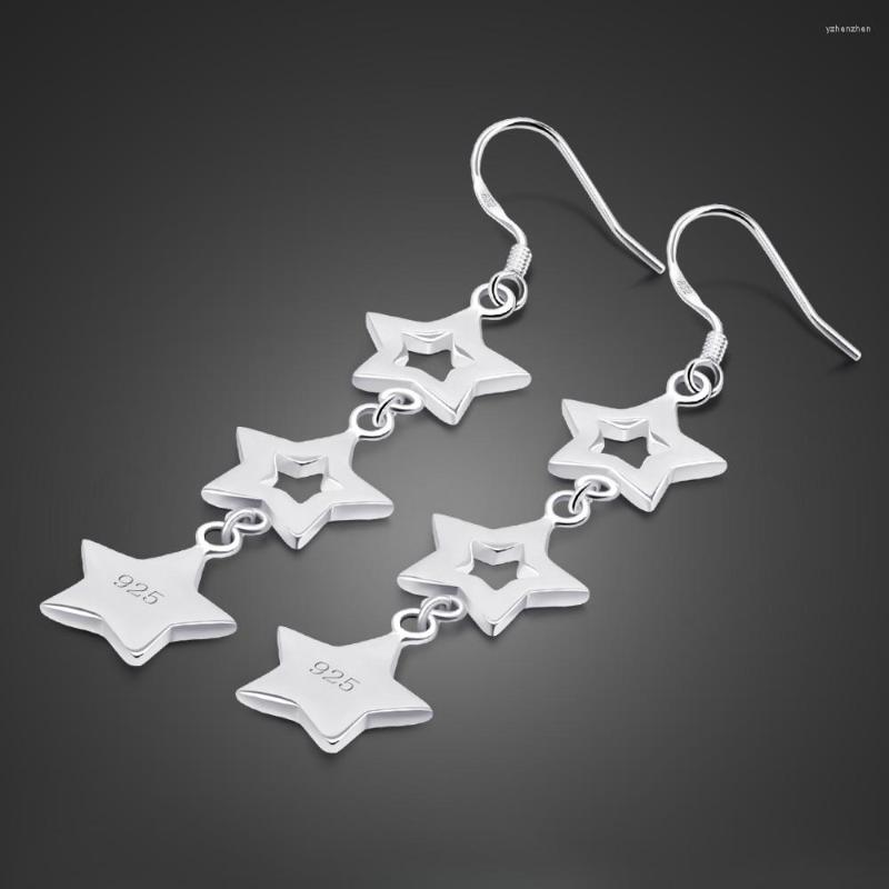 

Dangle Earrings European Brand Jewelry Fashion 925 Sterling Silver Long Tassel Heart Star For Women Holiday Gift