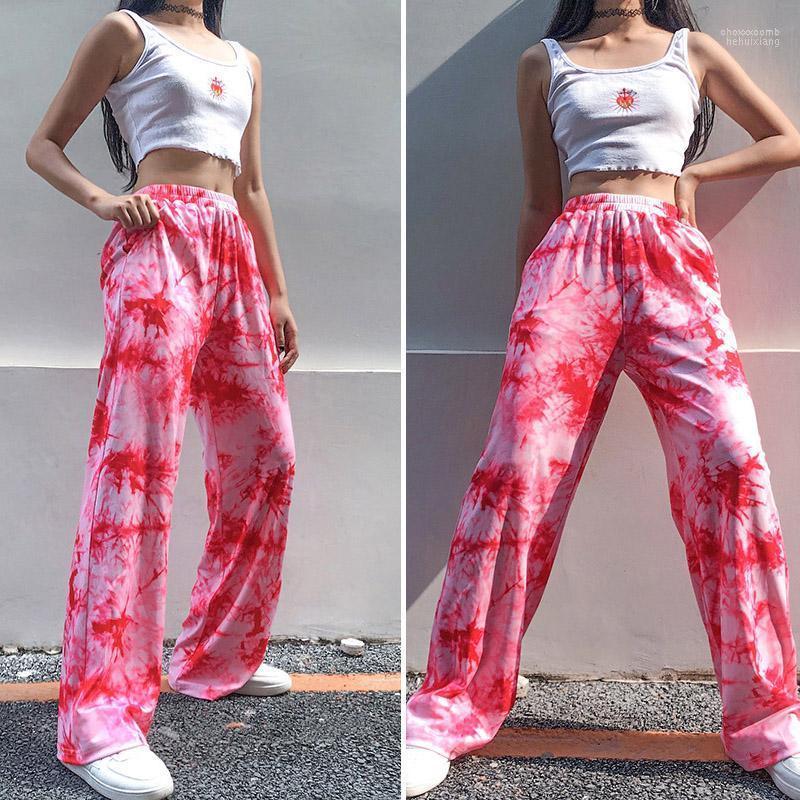 

Women' Pants Women' & Capris Tie Dye For Women Baggy Hip Hop Trousers Streetwear Wide Leg Gothic Fitness Female Dance Joggers, Pink