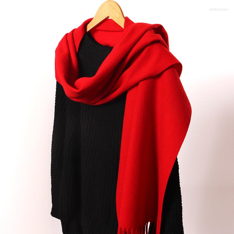 

Scarves Solid Color Virgin Wool Scarf Lamb Fleece Plain Thick Men's Women's Universal Large Shawl 2022 200cm 40cm