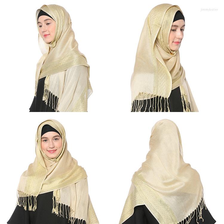 

Scarves 2022 Women Gold Cotton Solid Color Muslim Head Scarf Shawls And Wraps Pashmina Bandana Female Foulard Ladies Hijab Stores