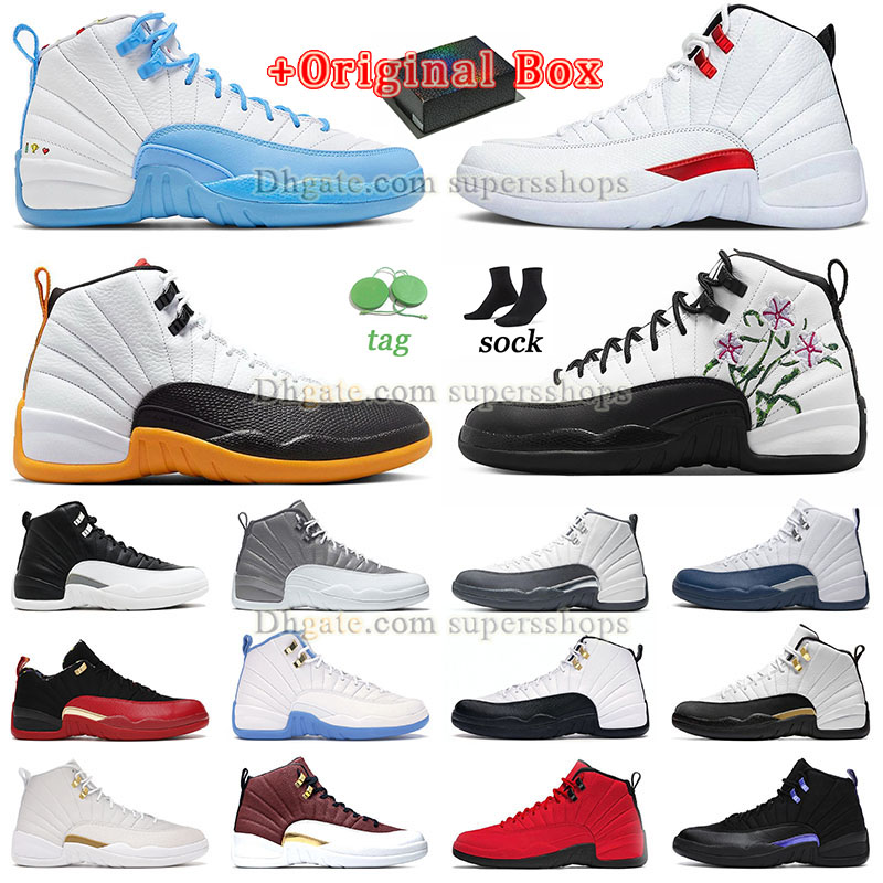 

Hot Basketball Shoes 2022 New Jumpman 12s Fashion Designer Wholesale Stealth Dark Grey Playoffs Flu Game GS Floral 25 Years in China Sneakers Trainers US12 13 With Box, P27 40-47 fiba