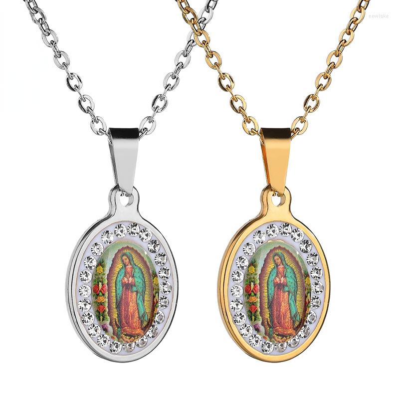 

Chains Woman Religious Vintage Style Guadalupe Catholic Church Virgin Mary Amulet Pendant Necklace Ornament