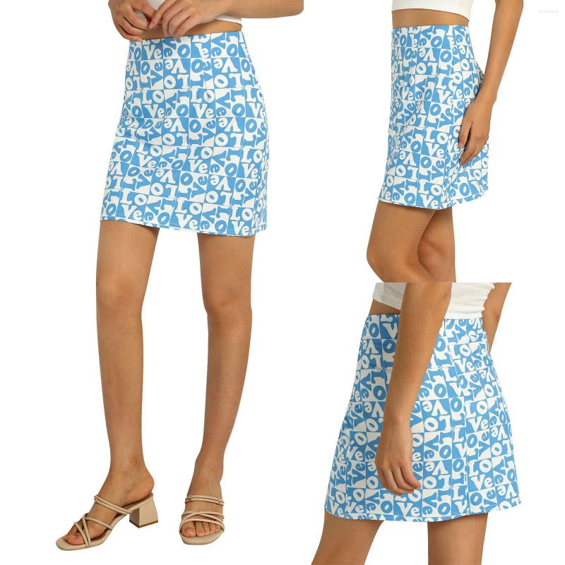 

Skirts Trendy Love Letter Print High Waist Zip Up Skirt Women A-line Plaid Fashion Package Hip Simple Slim Fit Quality