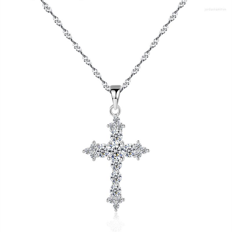 

Pendant Necklaces Style 925 Sterling Silver Fashion Women's Cross Necklace Christian Jesus Religious Creative Jewelry