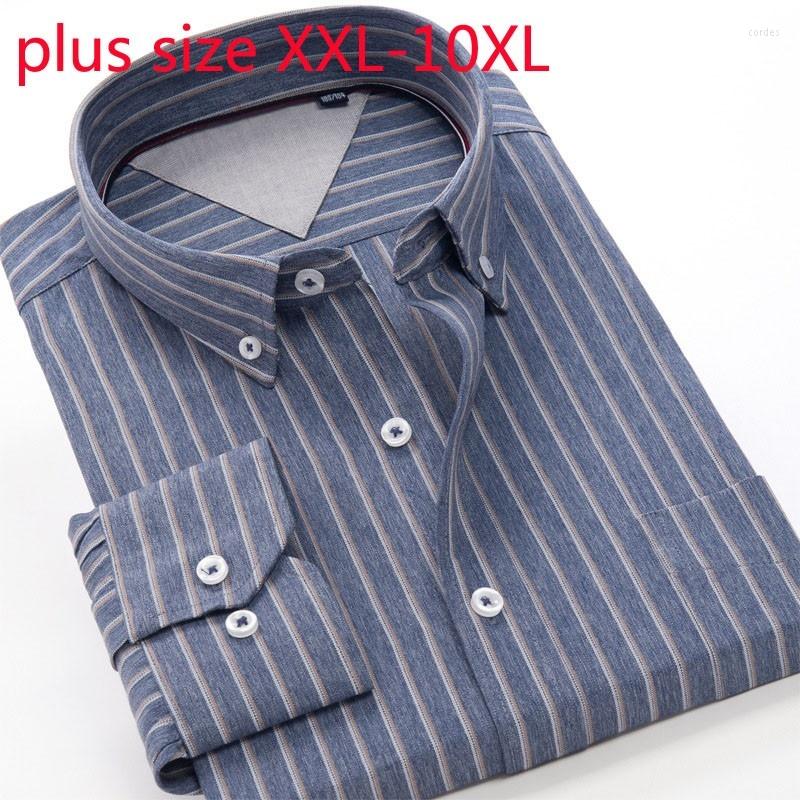 

Men's Casual Shirts Spring Autumn And Arrival Fashion Extra Large Plaid Long Sleeve Smart Striped Coat Plus Size 2XL-8XL 9XL 10XL, 83196