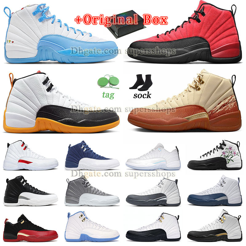 

New Basketball Shoes OG High Jumpman 12s Wholesale Fashion Designer US12 US13 Eur 36-47 Mens Womens 25 Years in China GS Floral Indigo Reverse Flu Game With Box Sneakers, P27 40-47 fiba